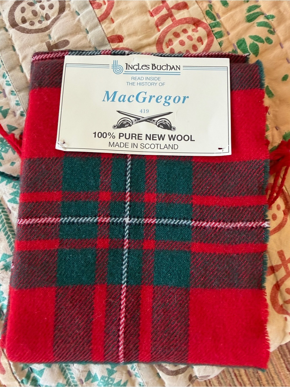McGregor Red and Green Tartan Wool Throw